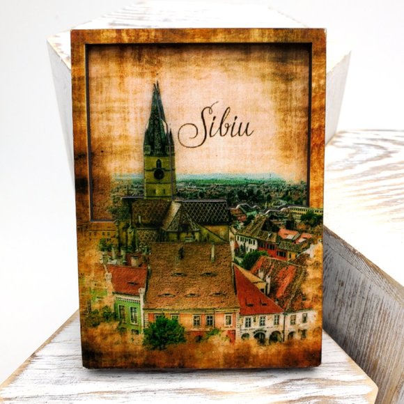 Sibiu Romania Wood Fridge Magnet Travel Souvenir‎ Collection Tourist Collectible - Picture 1 of 3